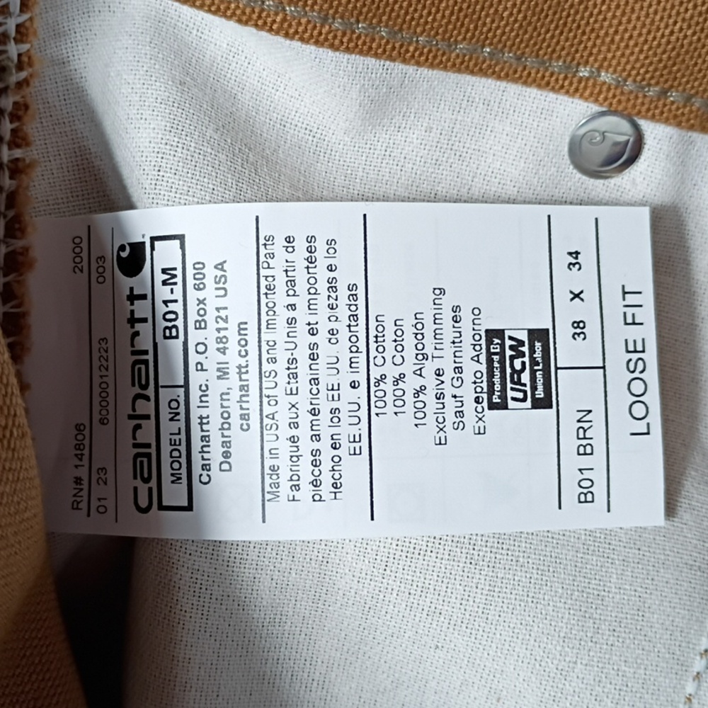 NEW Carhartt Tan Loose Fit Firm Duck Double Front Utility Work Pant Men 38X32 - Picture 6 of 10